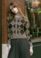 swatch_Chocolate/Grey argyle sweater cardigans