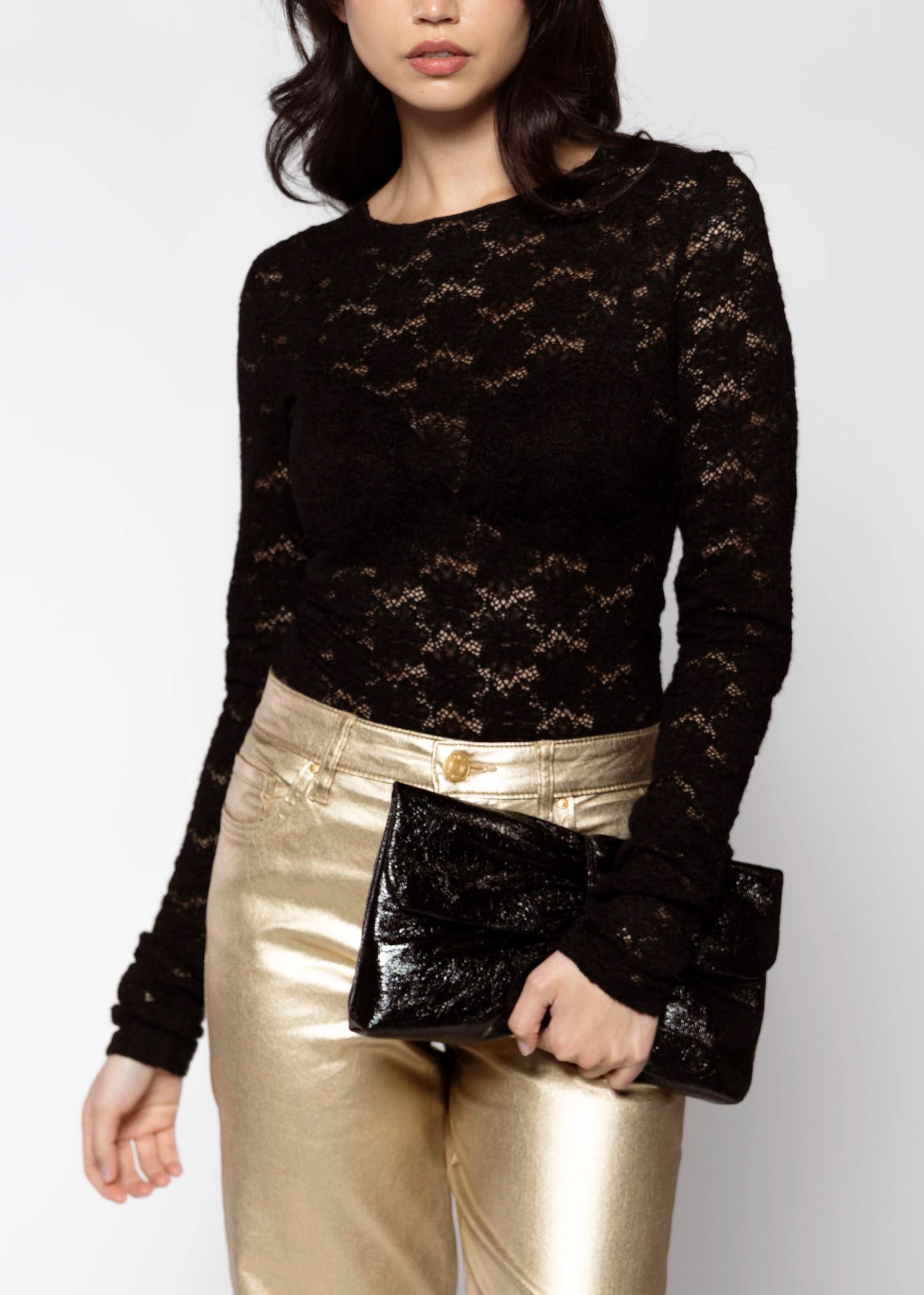 swatch_Black ruched evening clutch