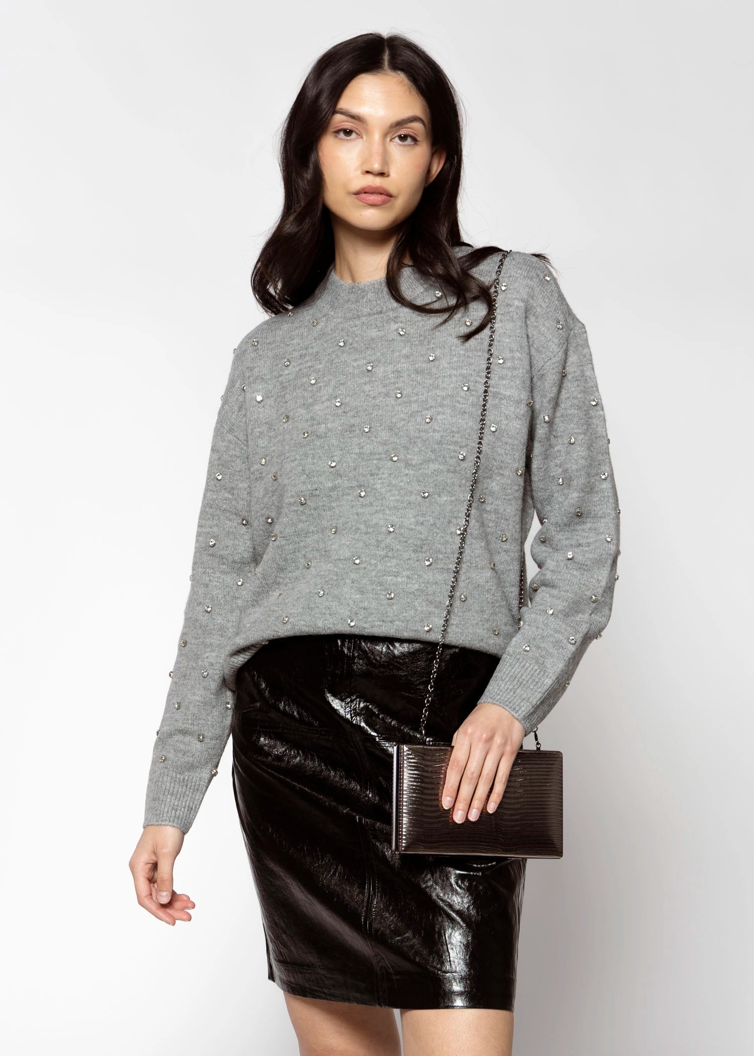 swatch_Pewter metallic evening clutch