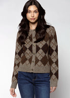 swatch_Chocolate/Grey argyle sweater cardigans