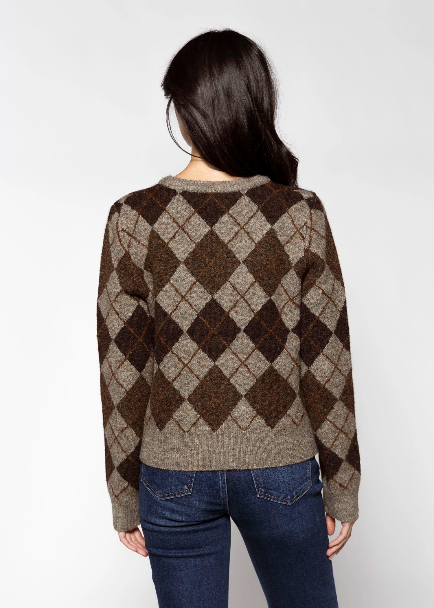 swatch_Chocolate/Grey argyle sweater cardigans