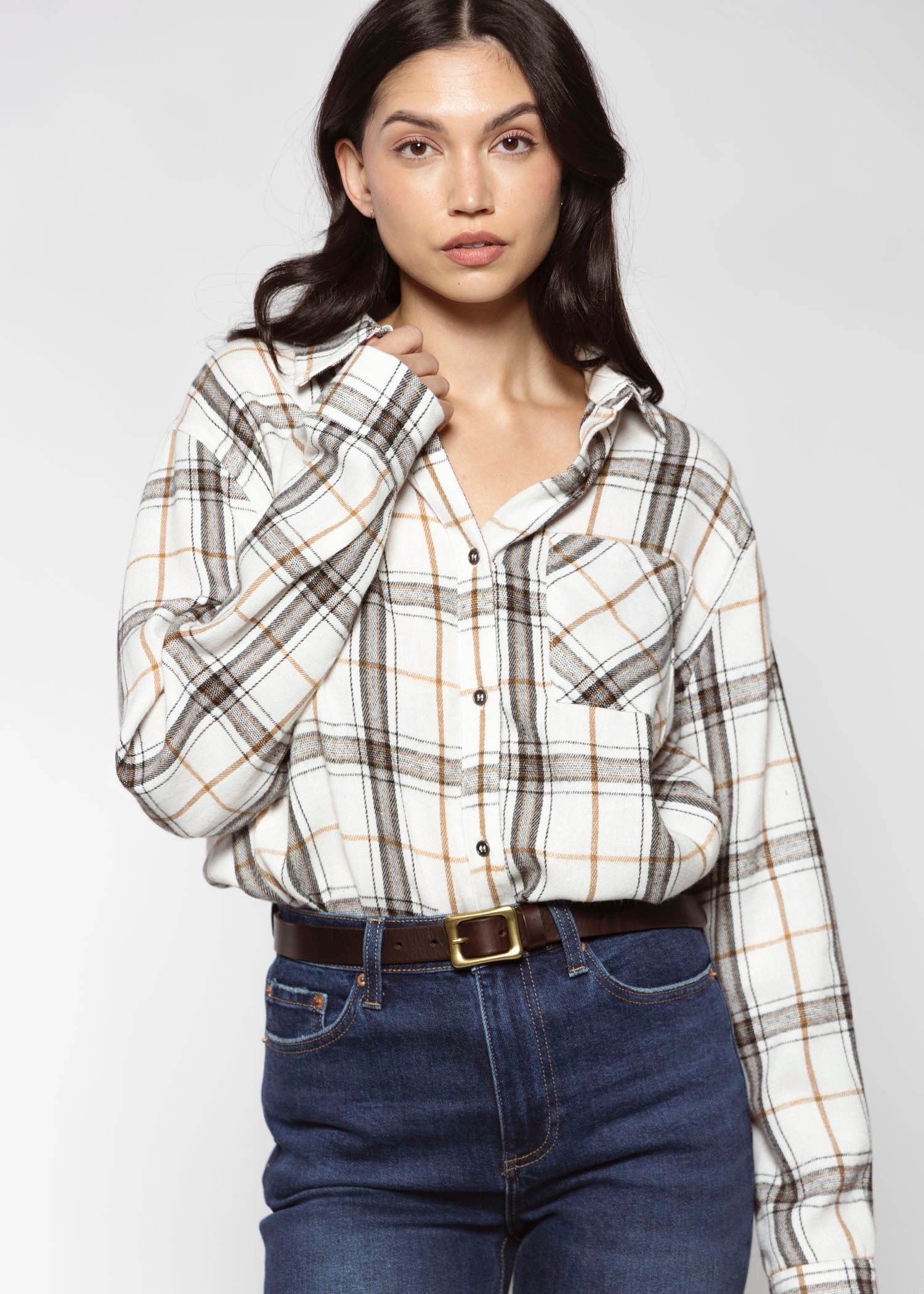 swatch_Bone plaid button down shirts