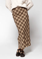 swatch_Brown Multi plaid. midi skirt
