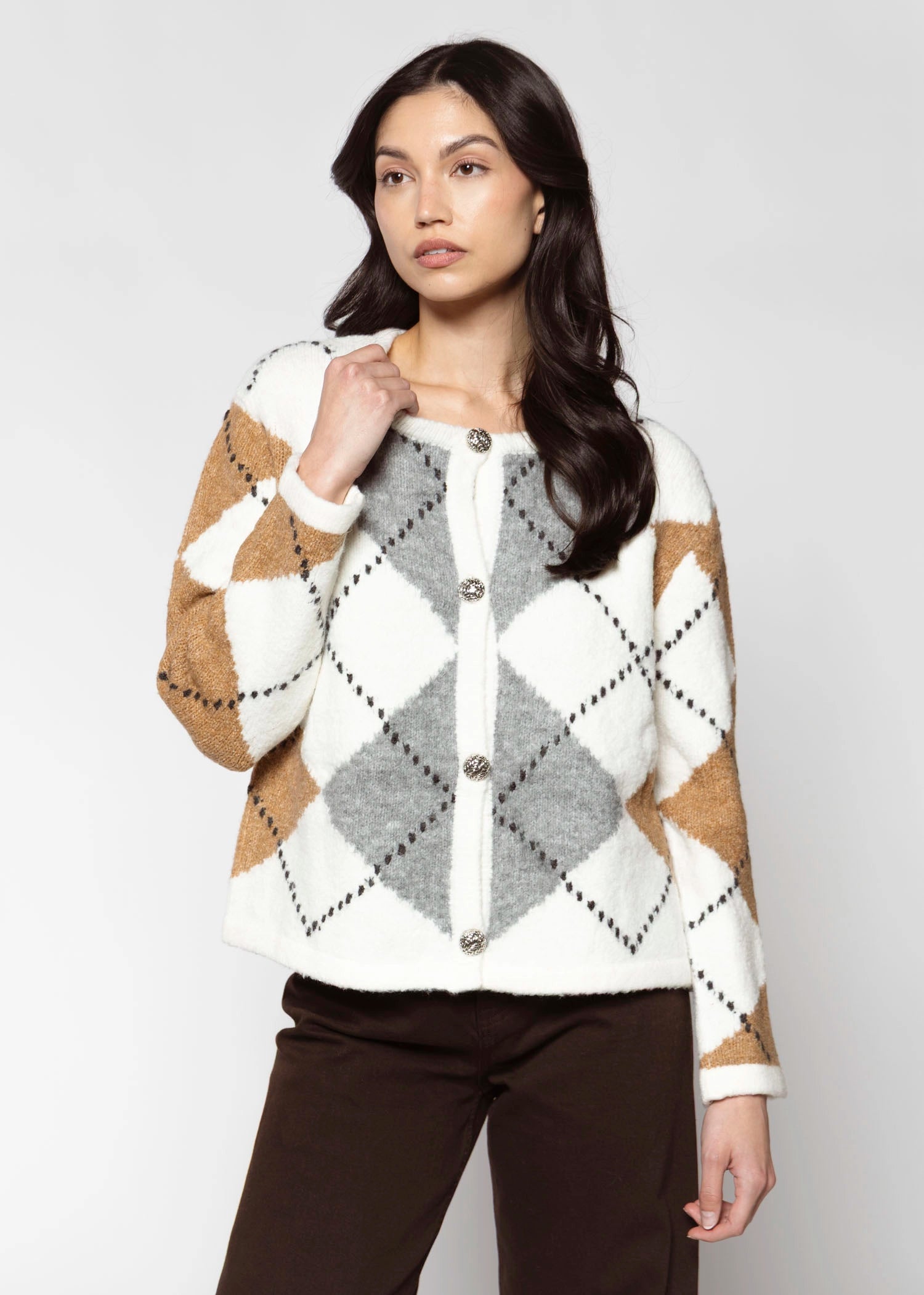 swatch_White Multi argyle cardigan sweaters