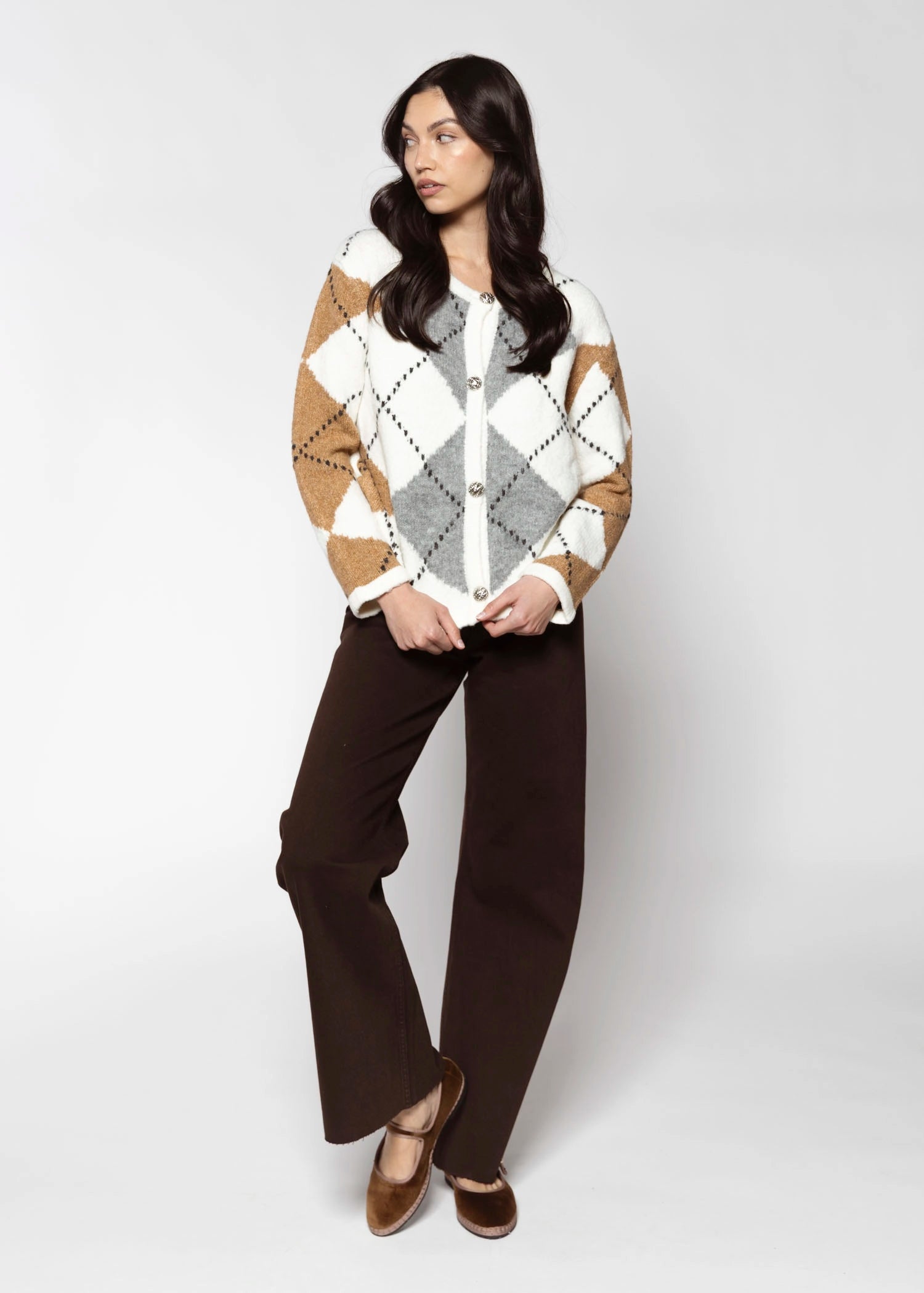 swatch_White Multi argyle cardigan sweaters