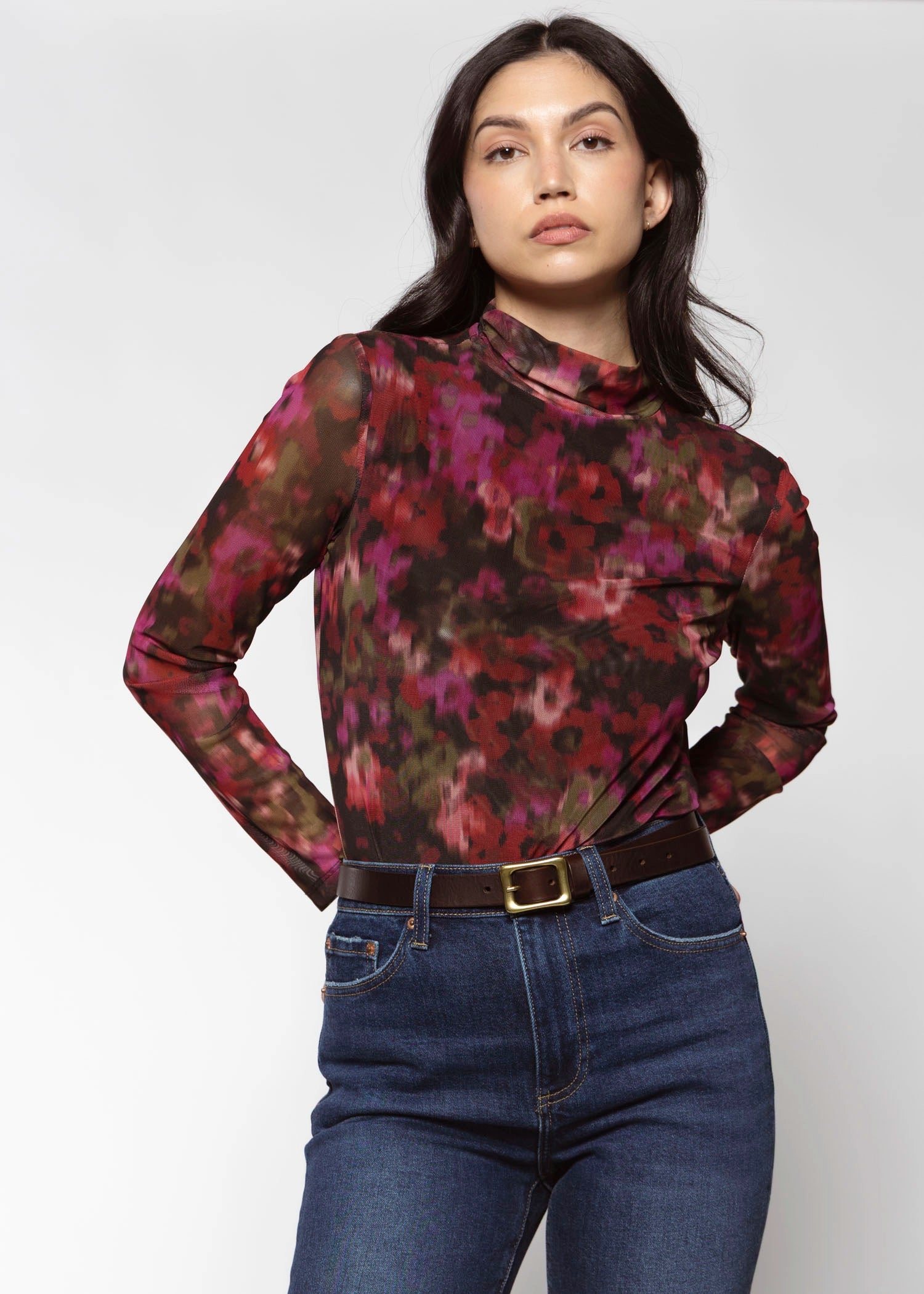 swatch_Berry Multi mesh mock neck shirt