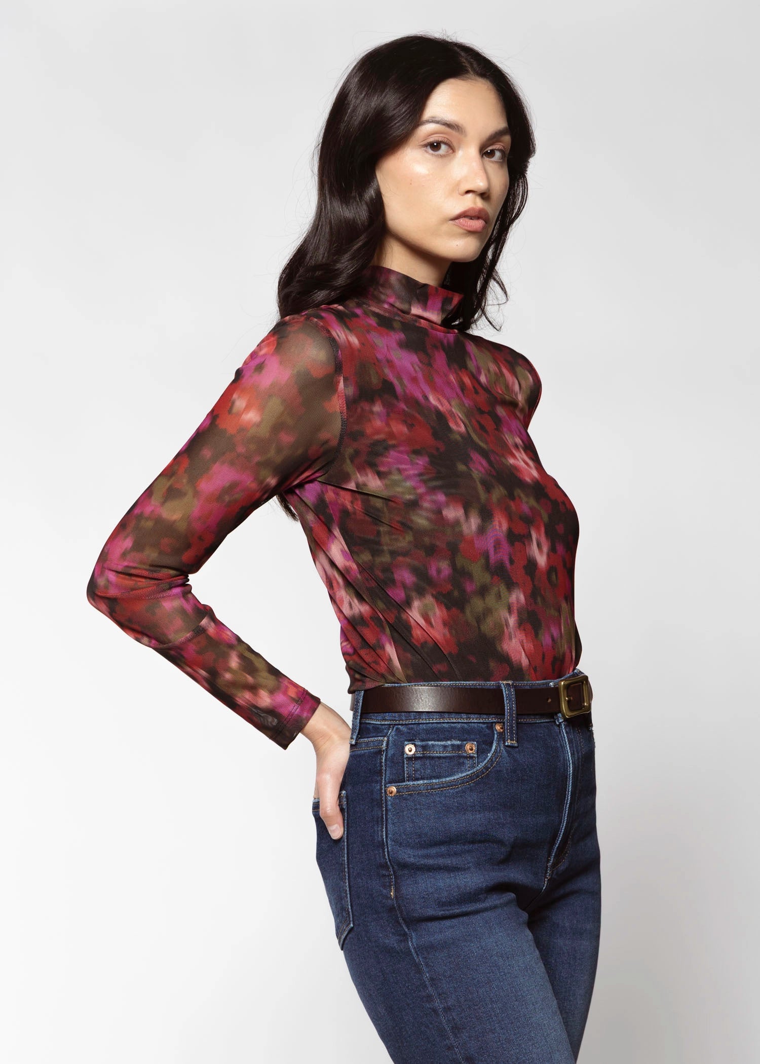 swatch_Berry Multi mesh mock neck shirt