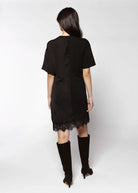 swatch_Black satin mix tshirt dress