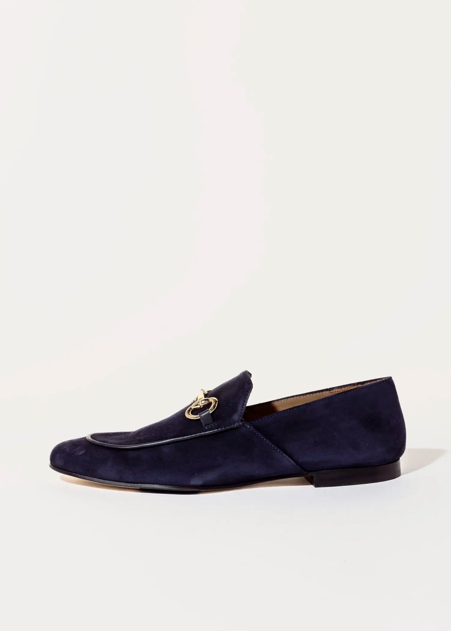 swatch_navy suede loafer with bit flat shoes