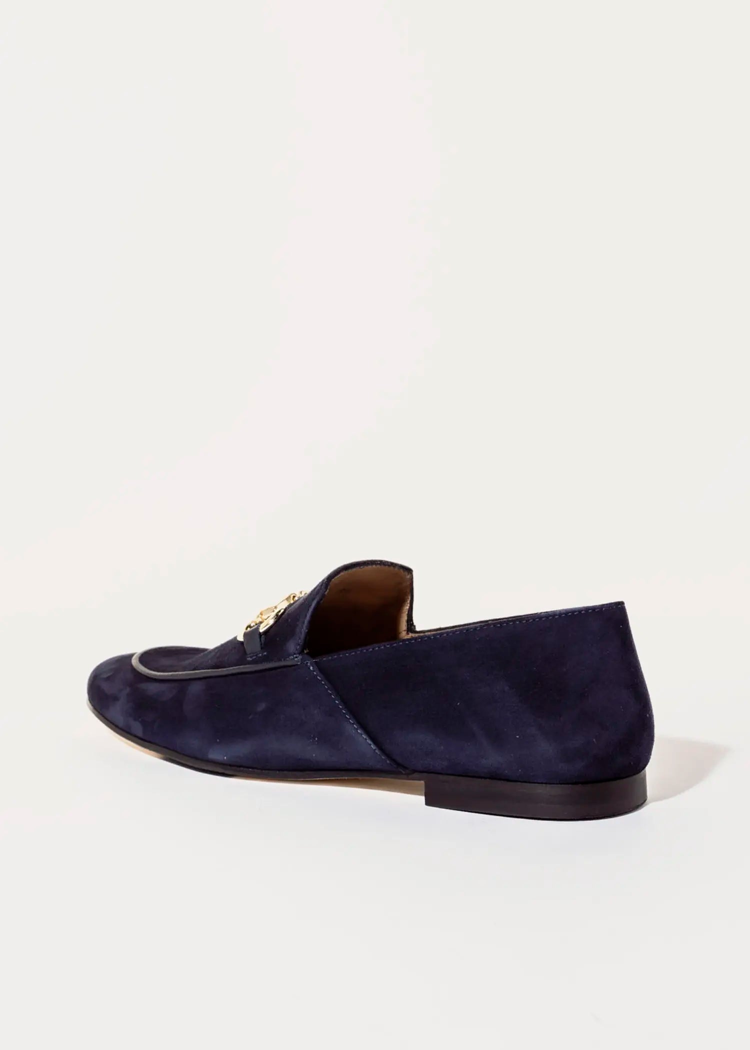 swatch_navy suede loafer with bit flat shoes