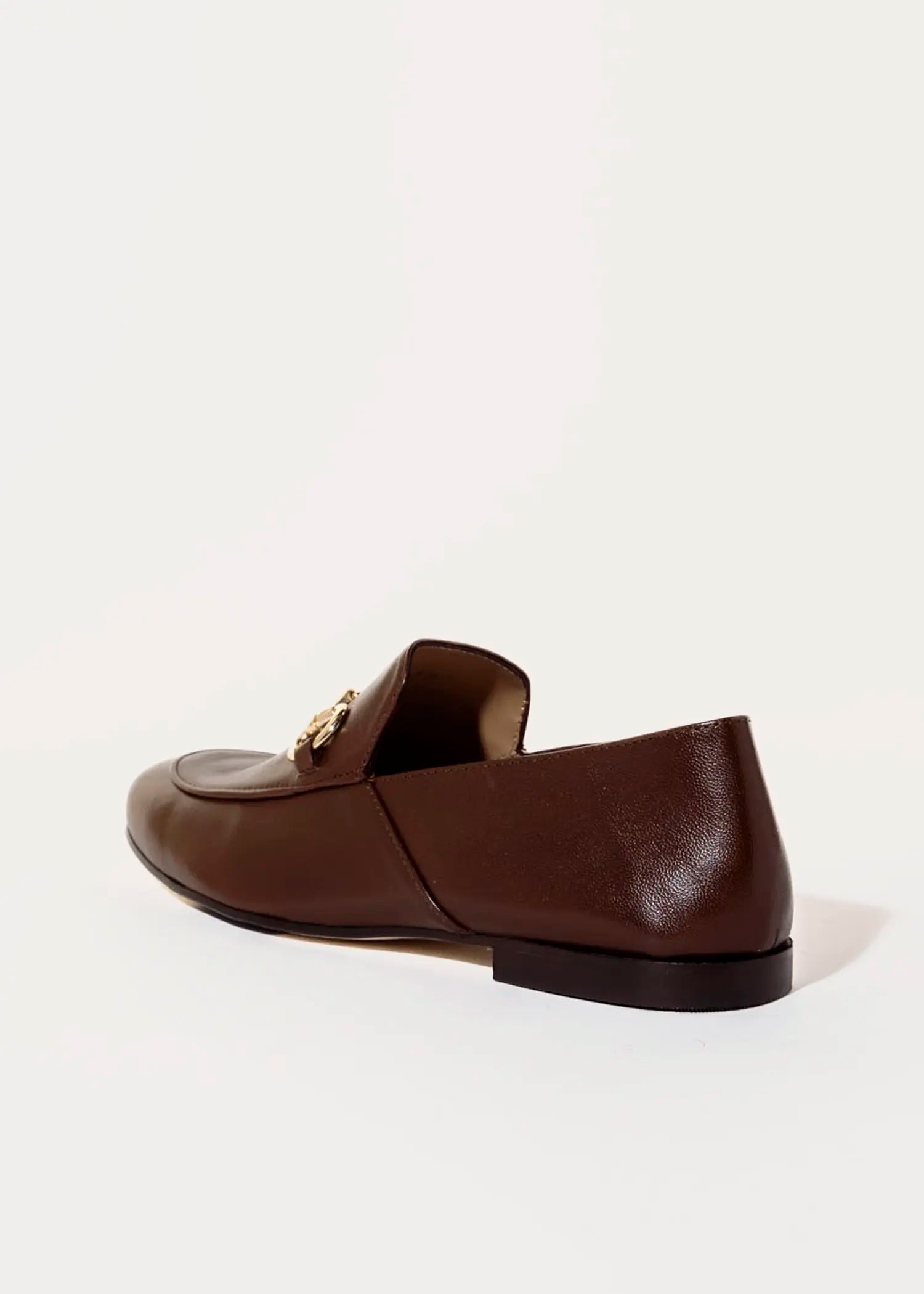 swatch_brown leather loafer with bit flat shoes