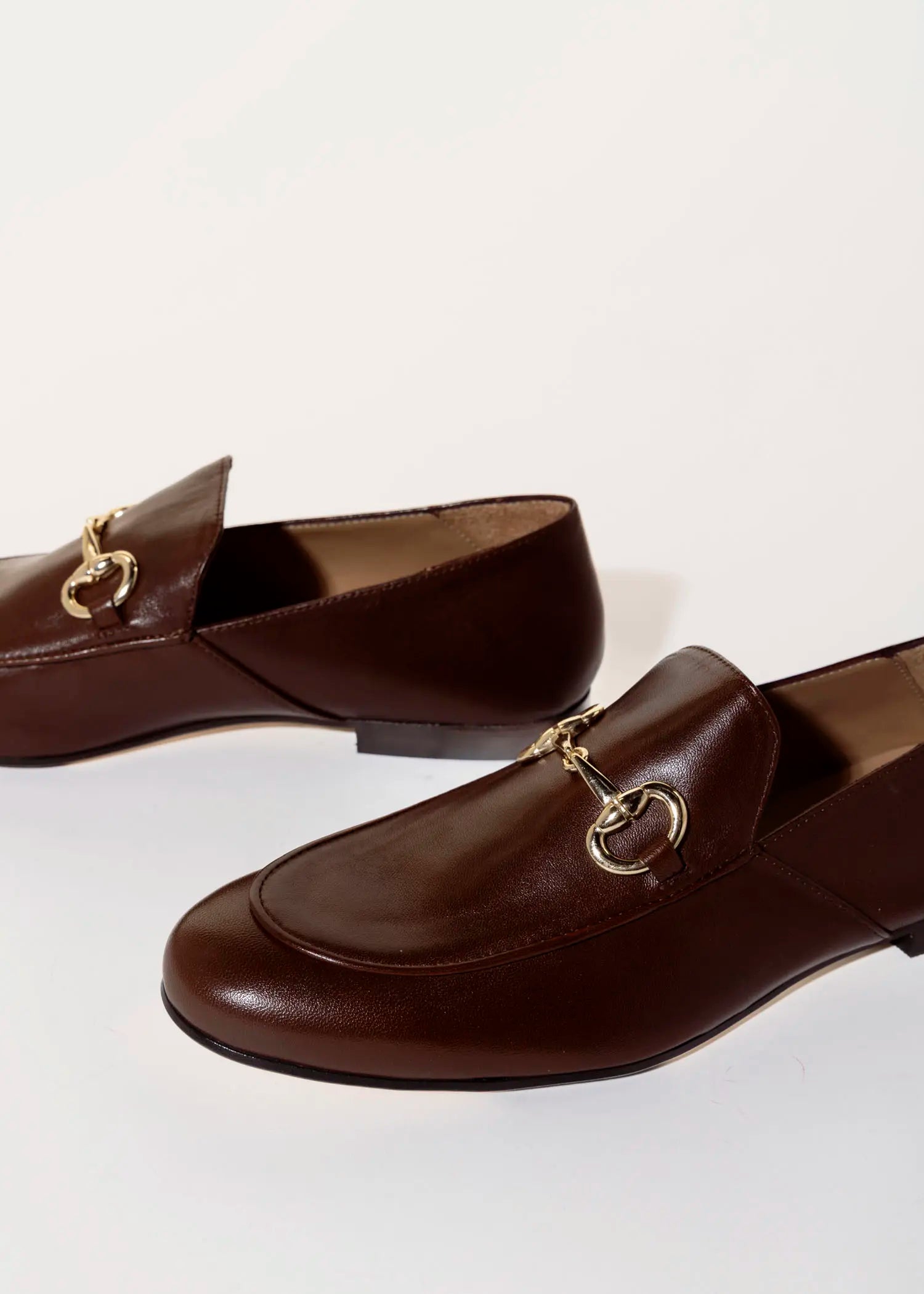 swatch_brown leather loafer with bit flat shoes