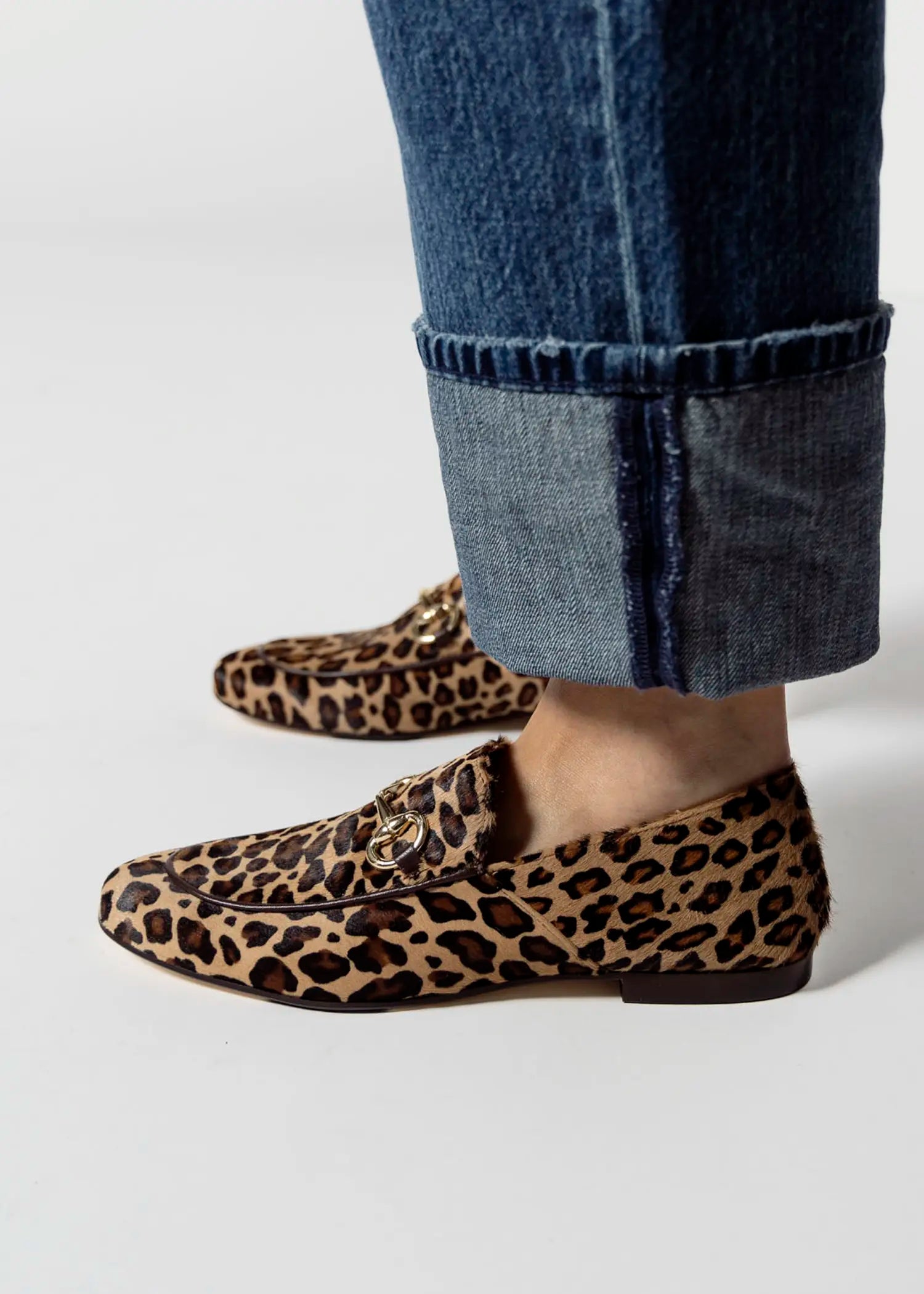 swatch_leopard haircalf loafer with bit flat shoes