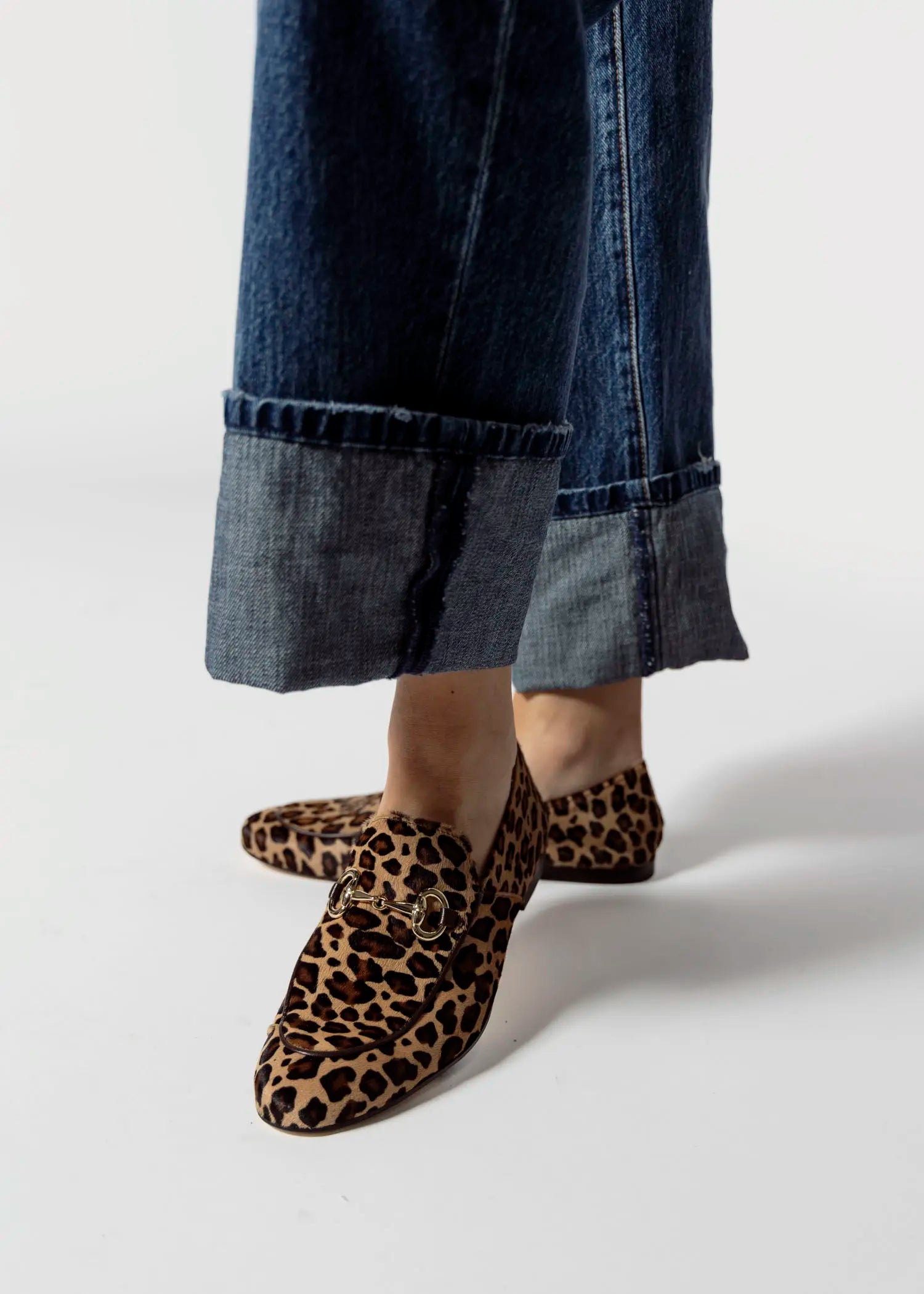 swatch_leopard haircalf loafer with bit flat shoes