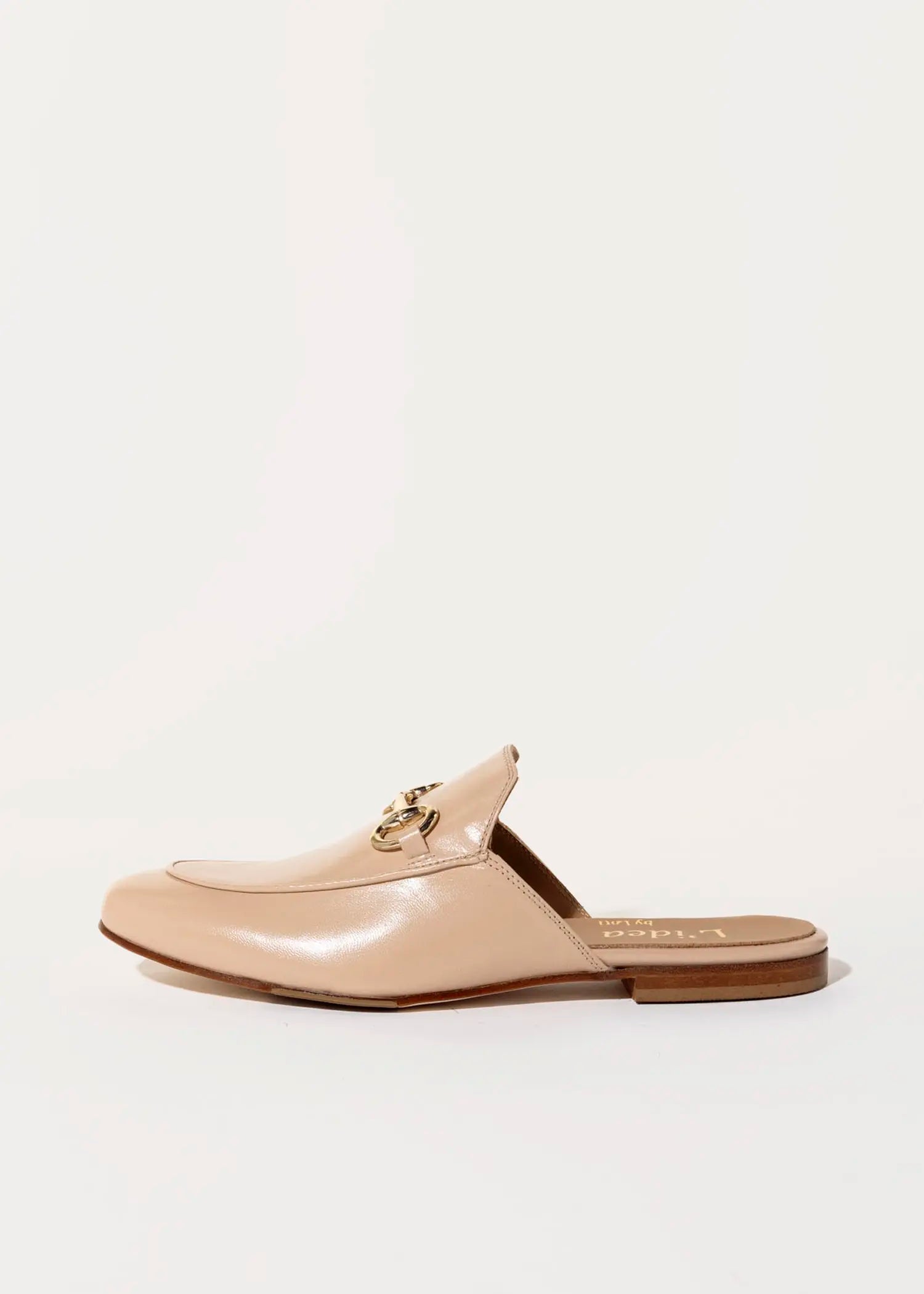 swatch_ecru leather leather mule with bit flat shoes