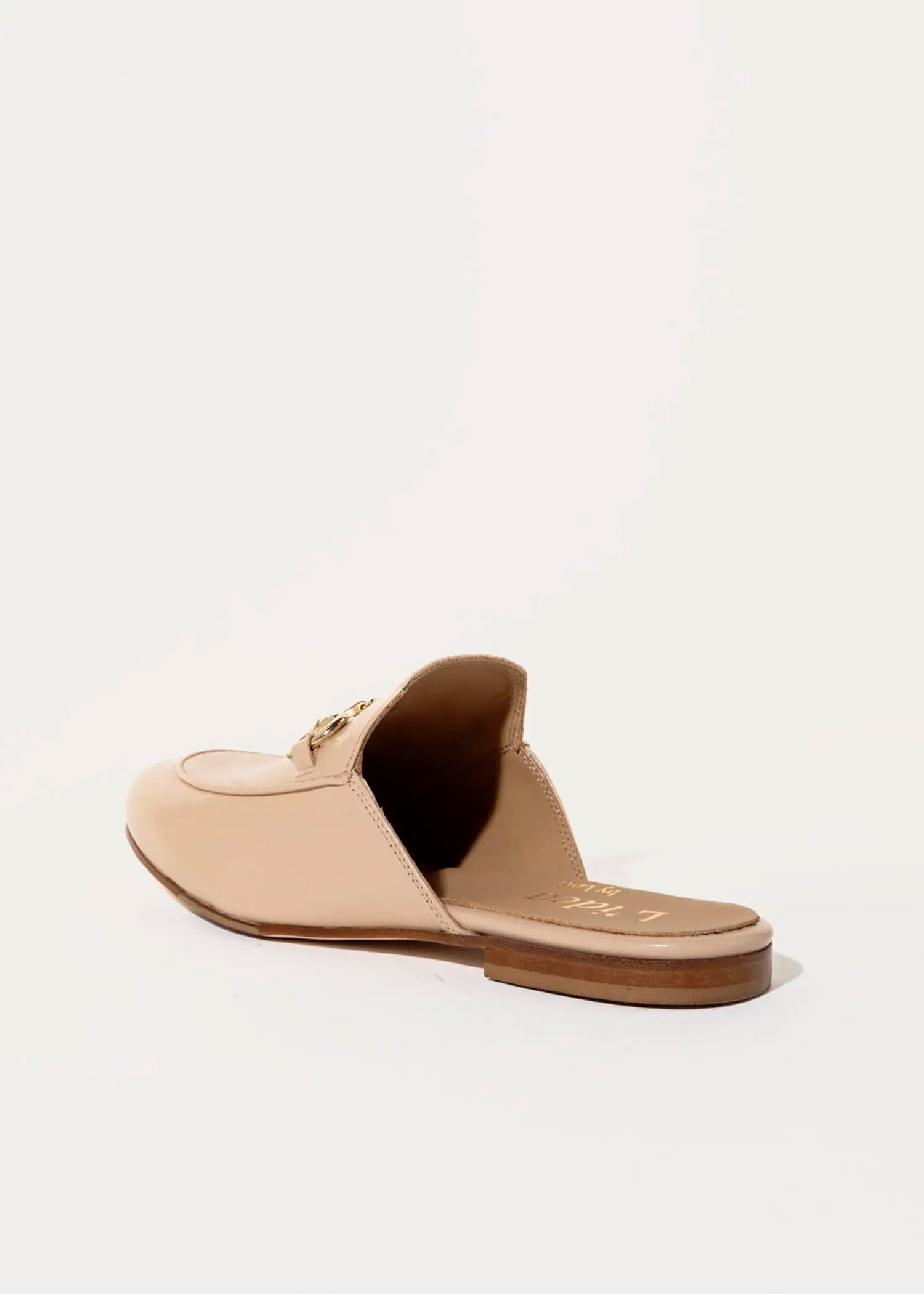 swatch_ecru leather leather mule with bit flat shoes