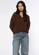 swatch_Brown v neck cardigan sweaters