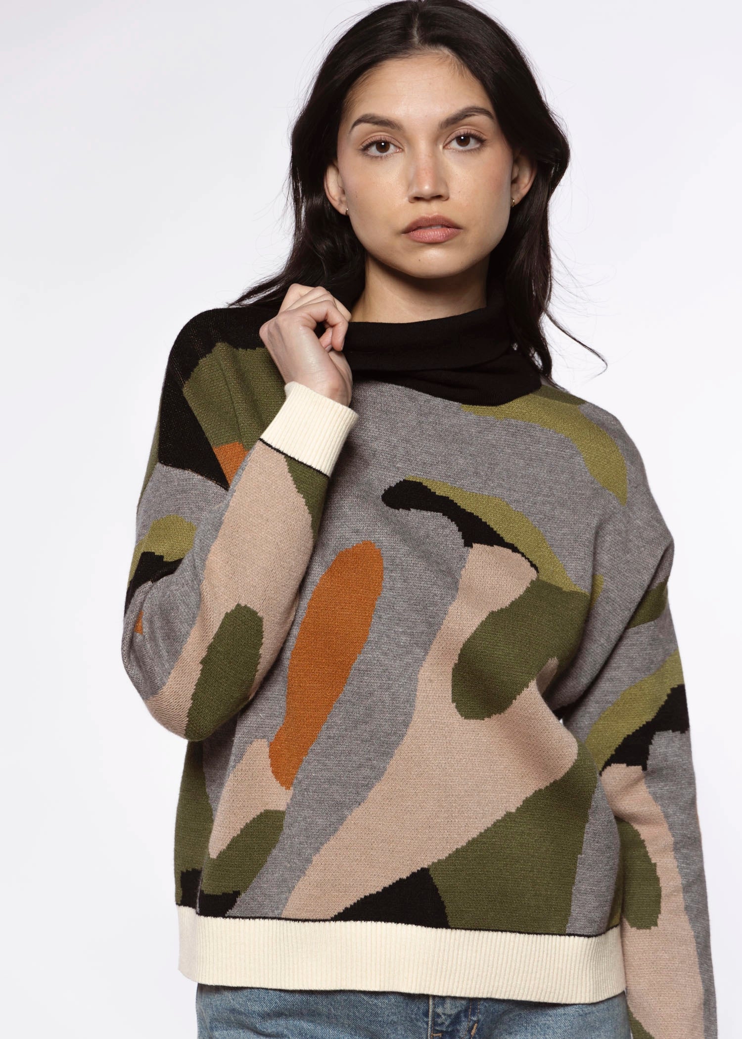 swatch_Multi print mock neck sweater