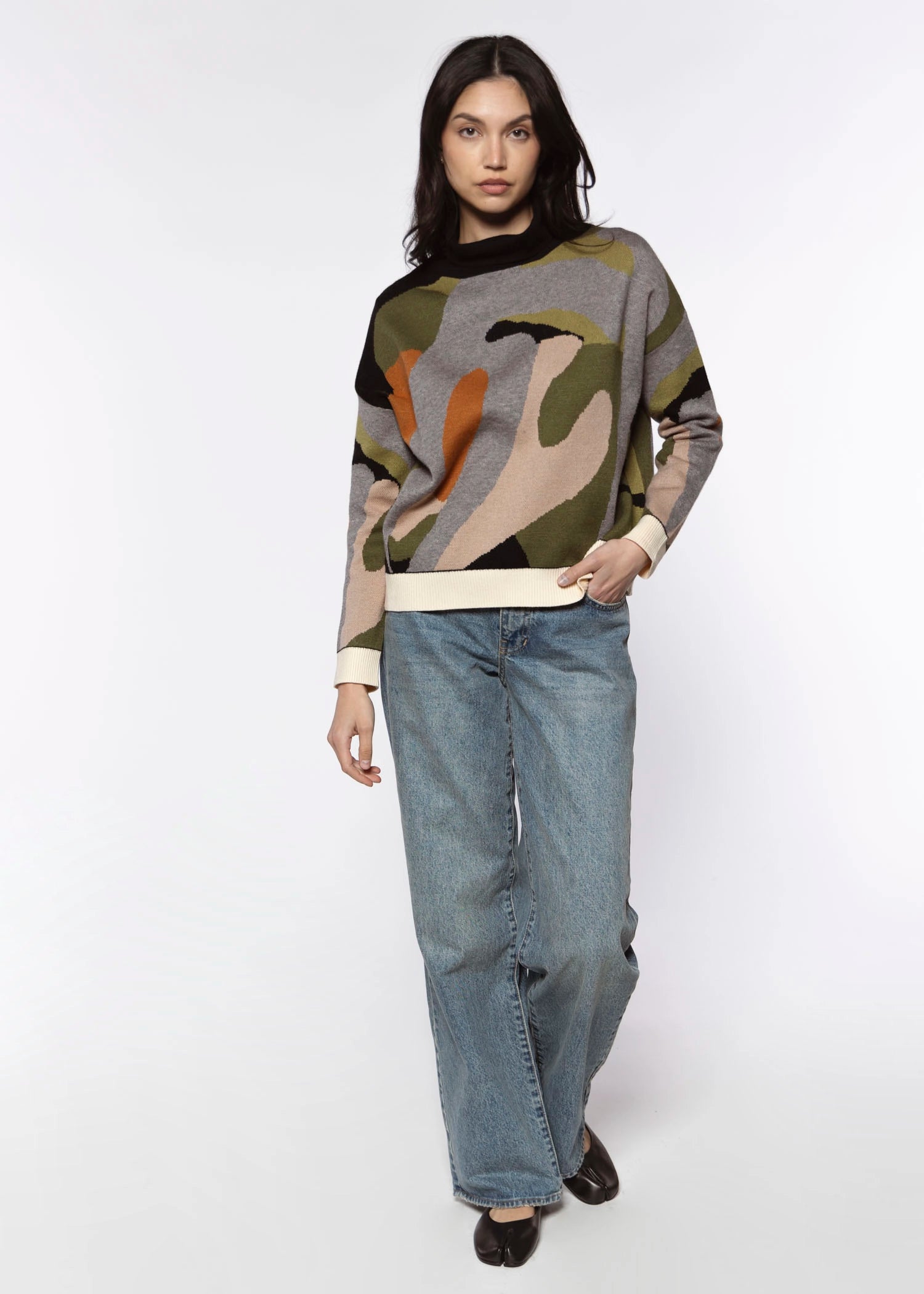 swatch_Multi print mock neck sweater