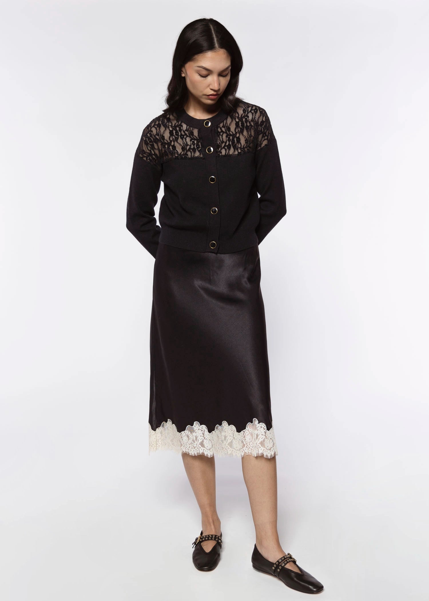 swatch_Black one of a kind satin skirt