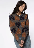 swatch_Brown Combo heart argyle cardigan sweaters