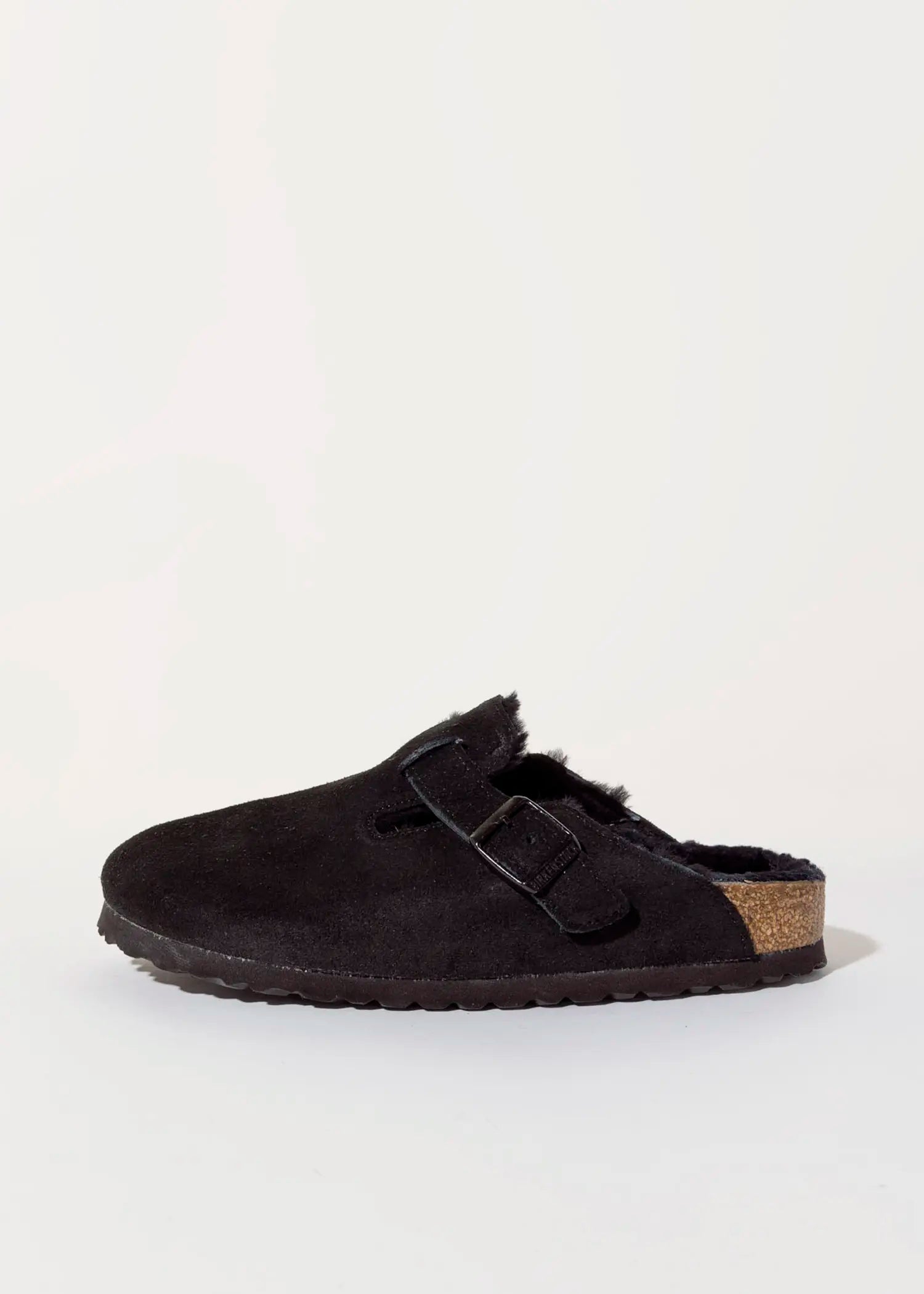 swatch_black suede boston shearling clog clogs