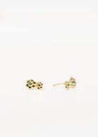 swatch_Gold/Green flower stud earrings