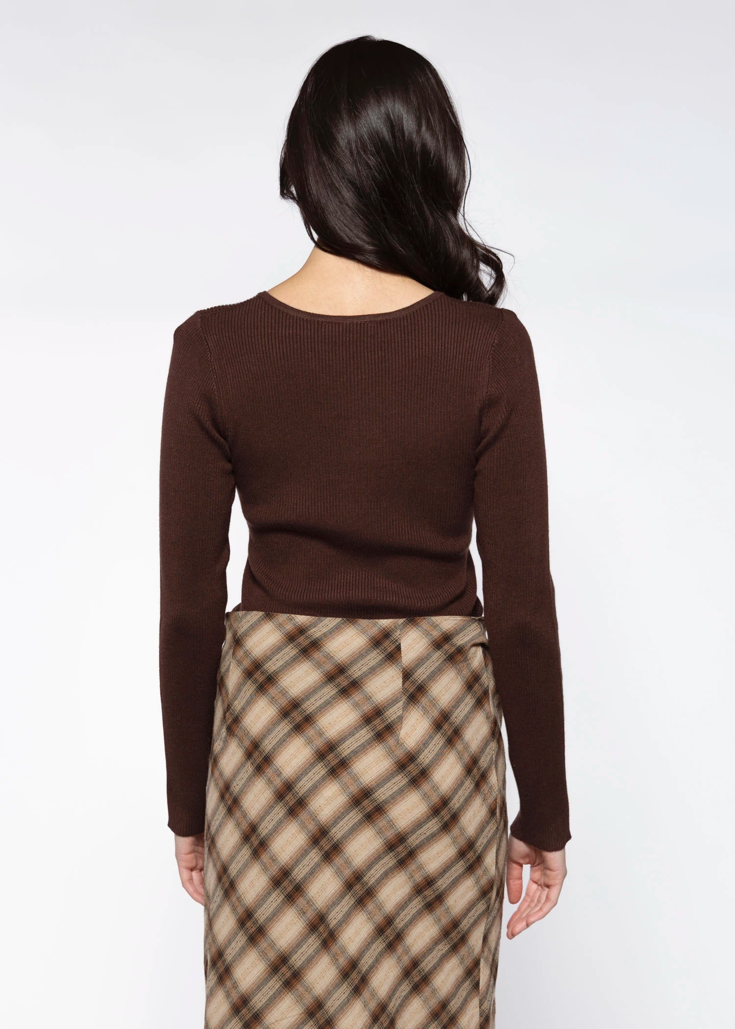 swatch_chocolate ribbed cardigan