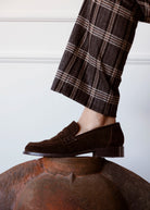 swatch_Chocolate Suede louisa penny loafer flat shoes