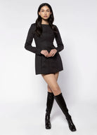 swatch_Black long sleeve mini dress