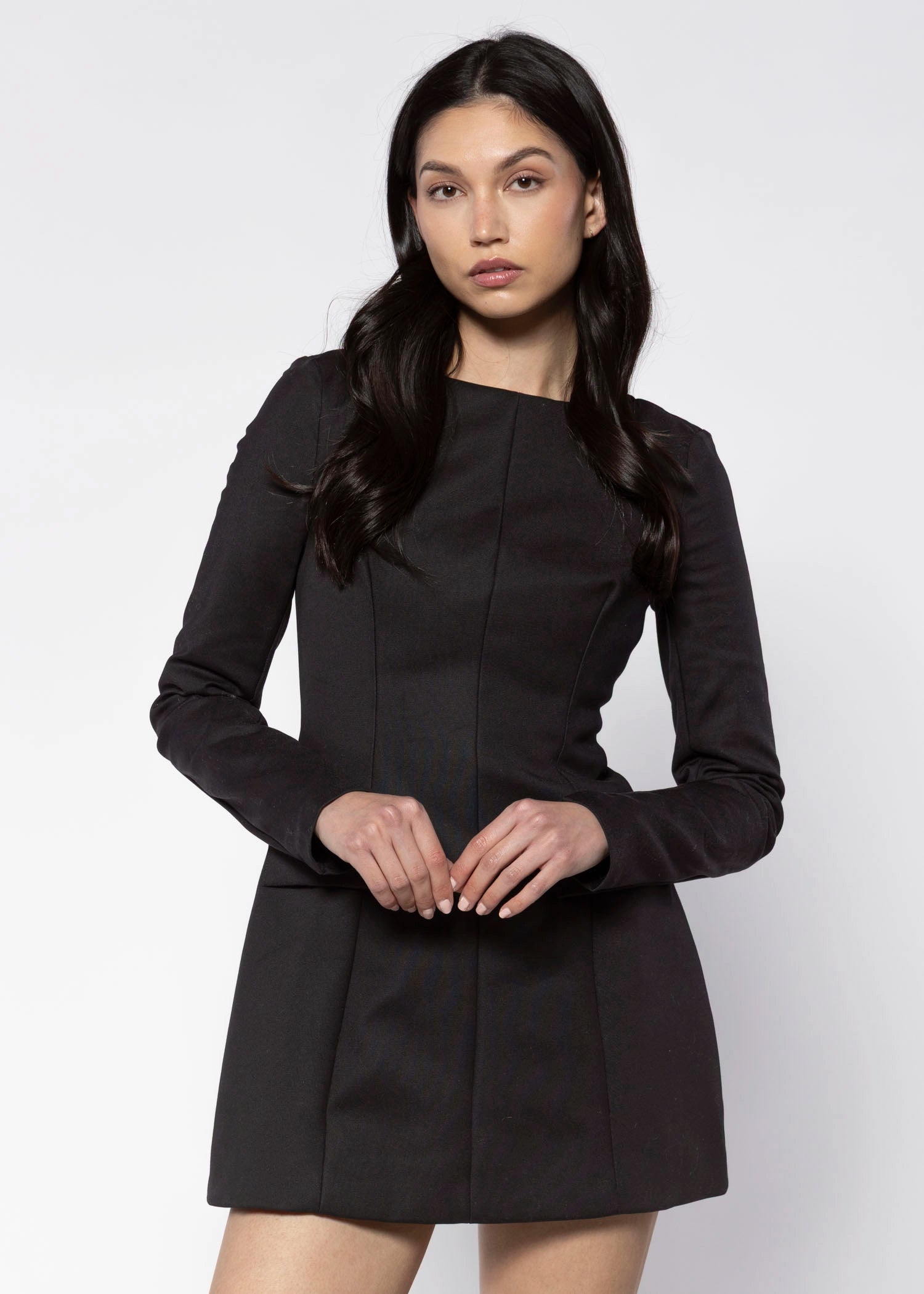 swatch_Black long sleeve mini dress