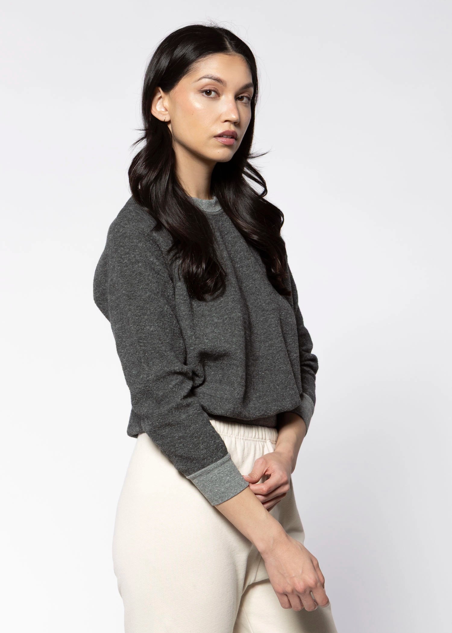 swatch_Dark Grey ziggy reverse fleece sweatshirt