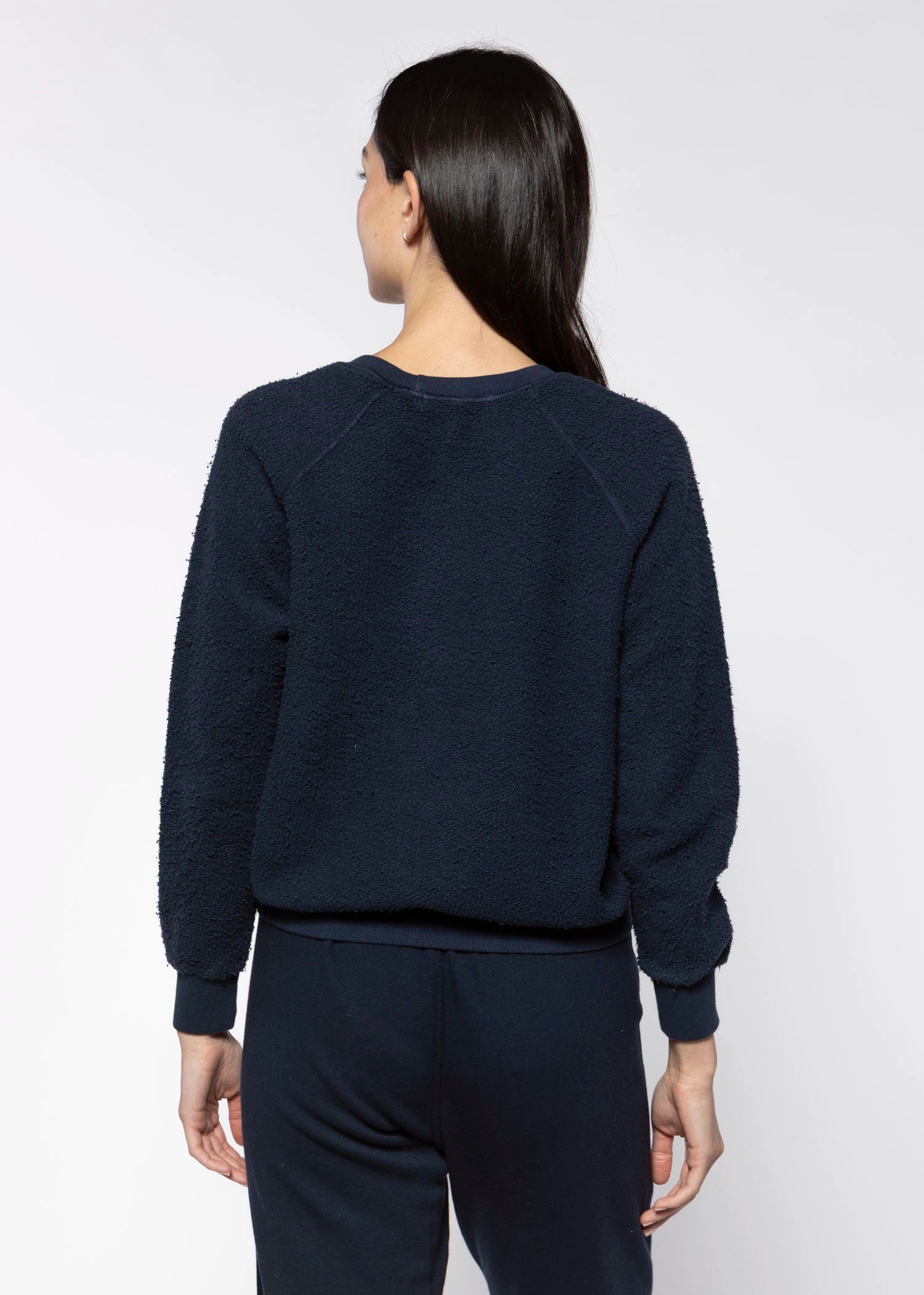 swatch_Navy ziggy reverse fleece sweatshirt