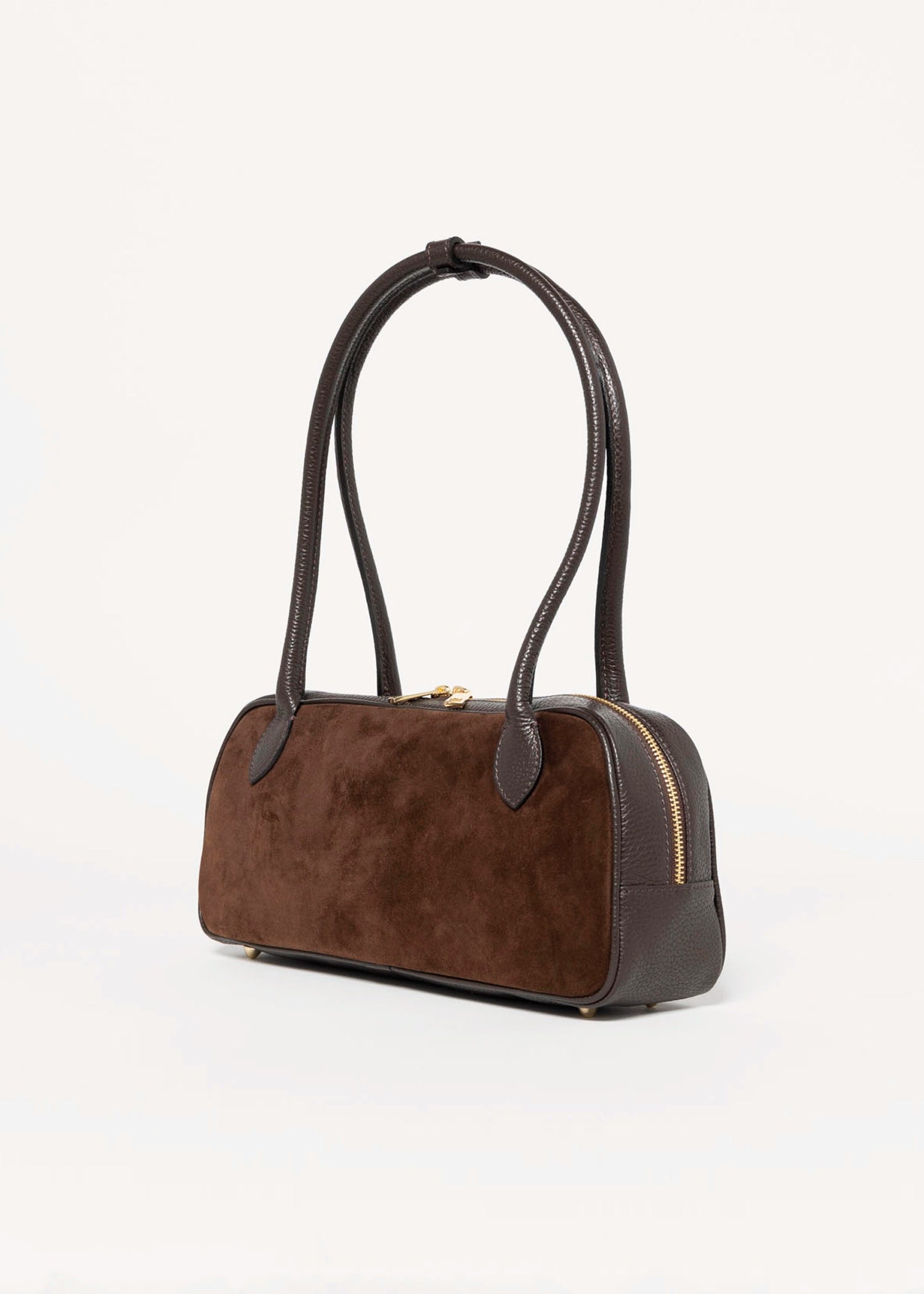 swatch_Dark Brown suede shoulder bag