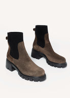 swatch_Chocolate Suede lug sole chelsea boot
