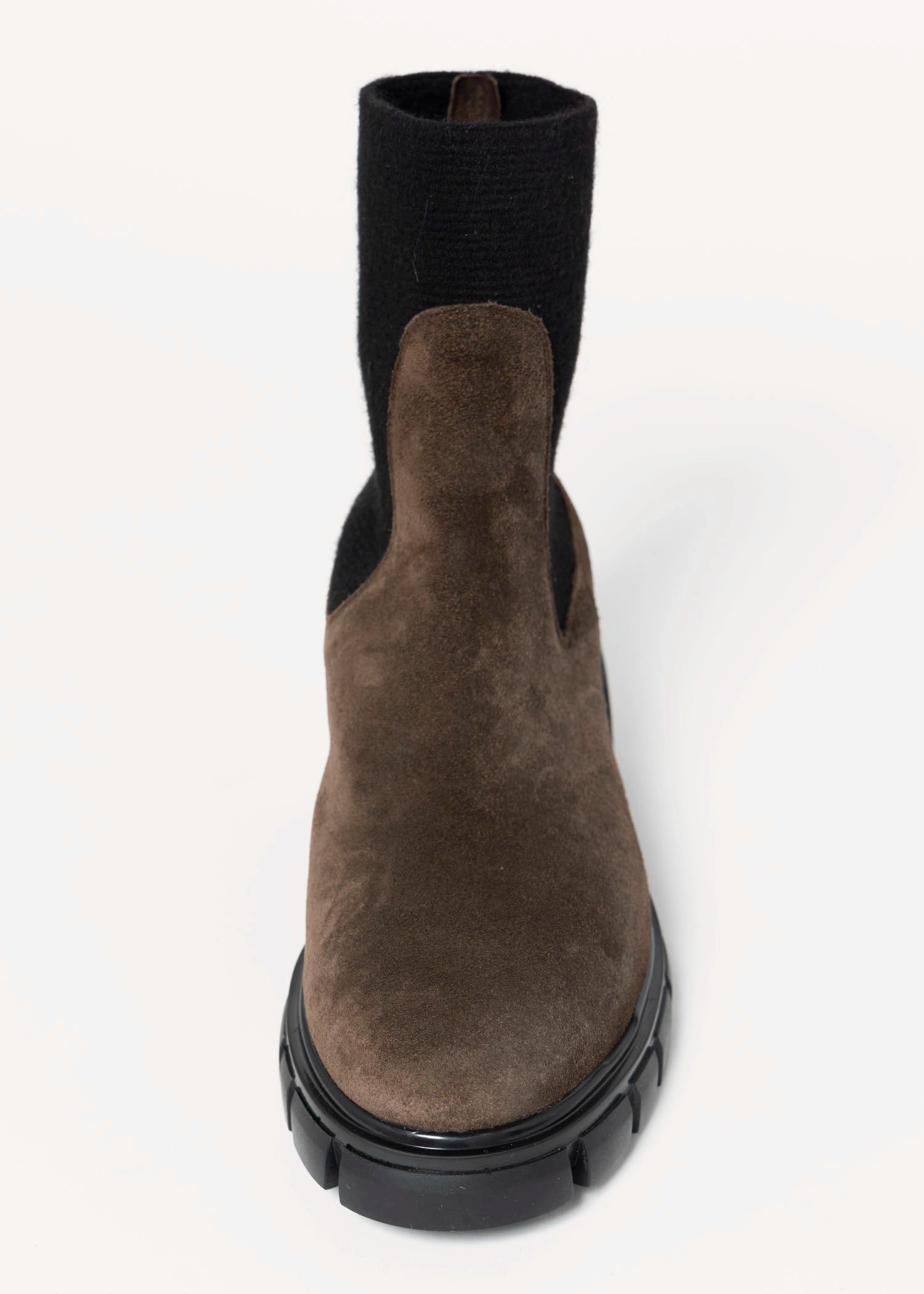 swatch_Chocolate Suede lug sole chelsea boot