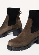 swatch_Chocolate Suede lug sole chelsea boot