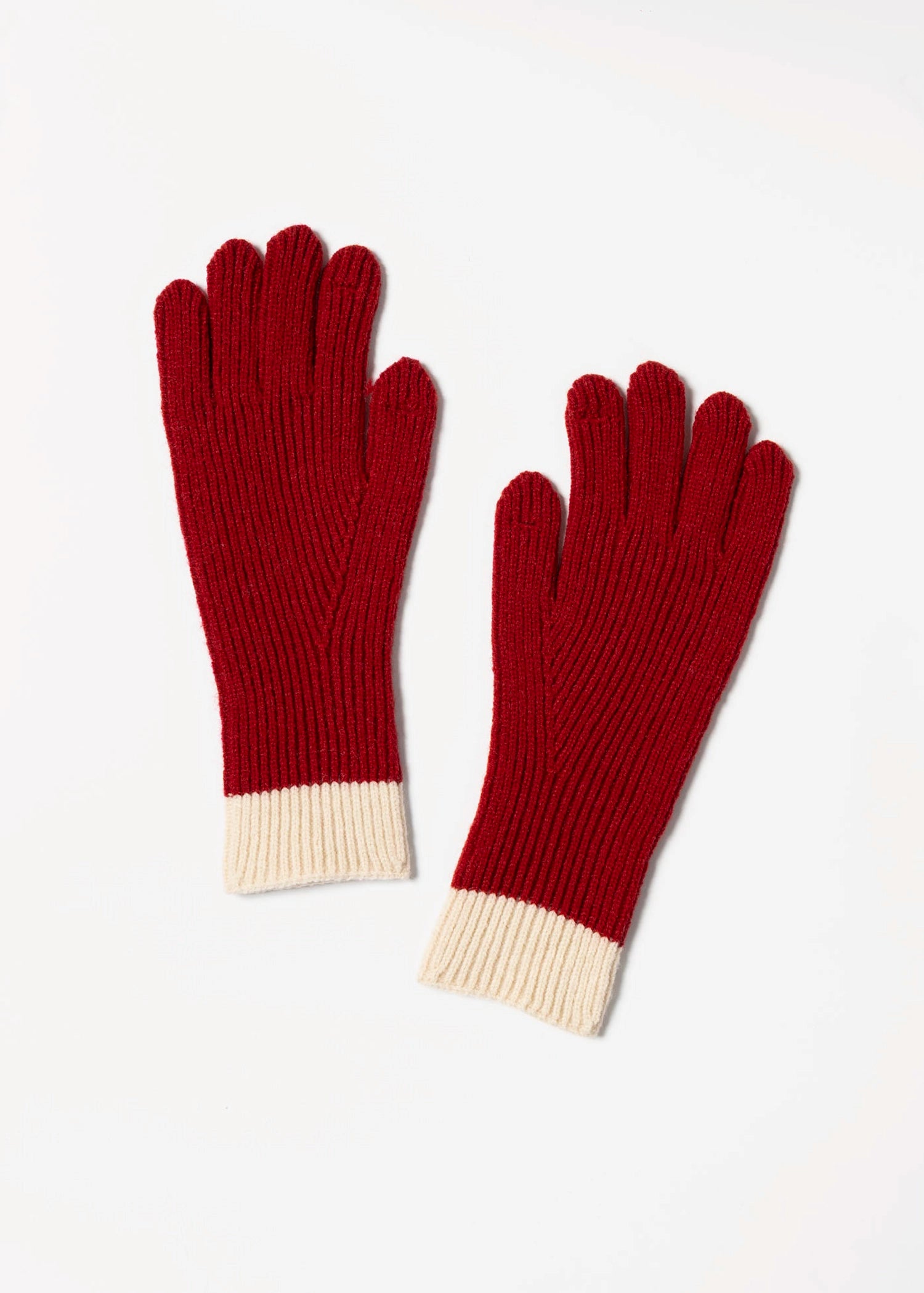 swatch_Red colorblock knit gloves