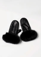 swatch_Black leather and fur mittens