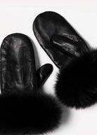 swatch_Black leather and fur mittens