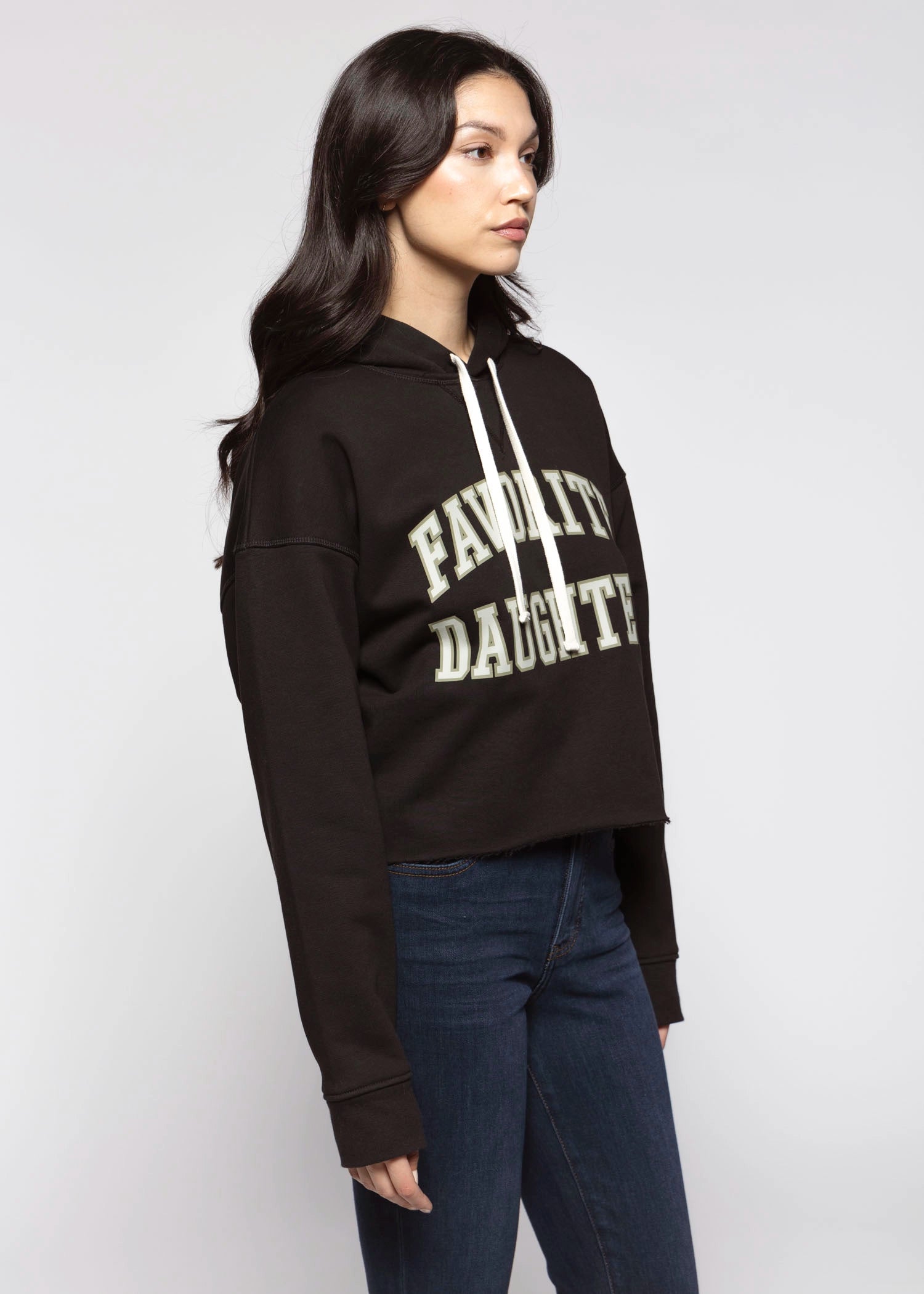 swatch_Black/Stone cropped collegiate hoodie