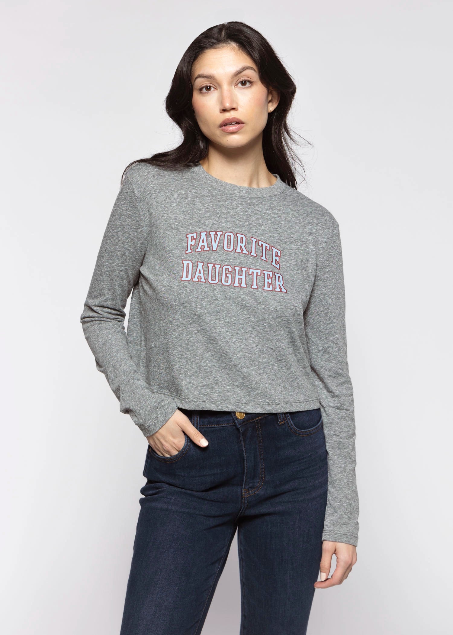 swatch_Heather Grey/Light Blue favorite daughter long sleeve tee