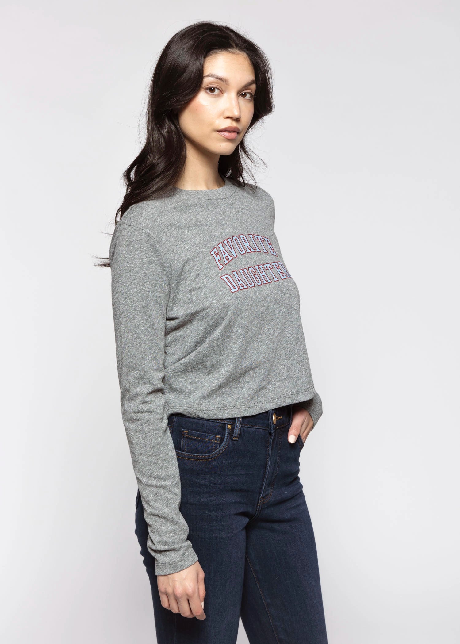 swatch_Heather Grey/Light Blue favorite daughter long sleeve tee