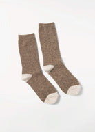 swatch_Brown/Oatmeal wool waffle socks