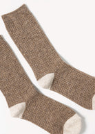 swatch_Brown/Oatmeal wool waffle socks