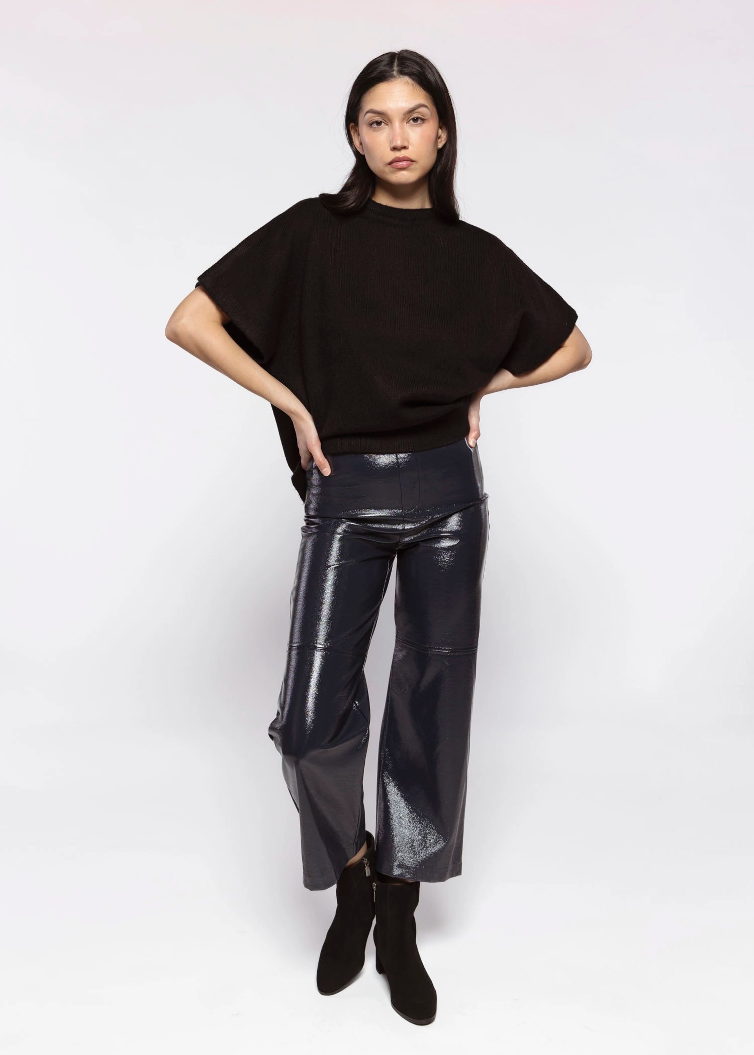 swatch_Navy faux leather pants
