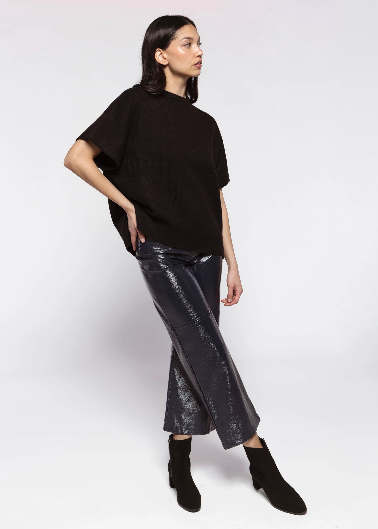 swatch_Navy faux leather pants