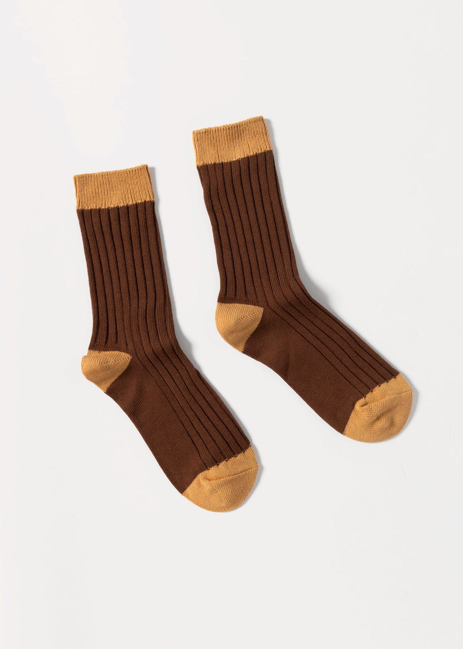 swatch_Brown/Camel colorblock socks
