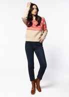 swatch_Taupe/Red crewneck sweater