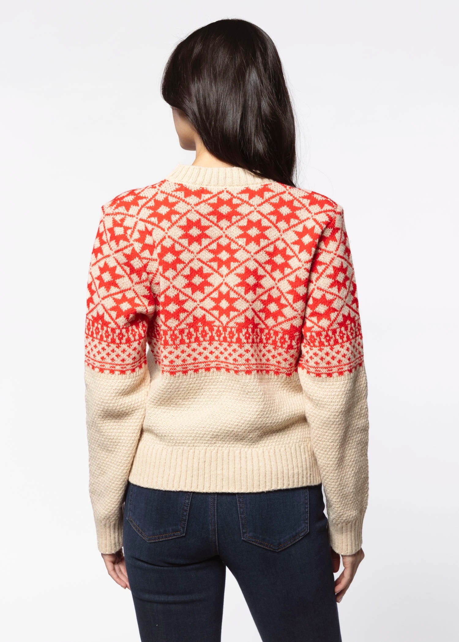 swatch_Taupe/Red crewneck sweater